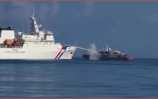 Taiwan usa canhão de água contra barcos chineses em Dongsha