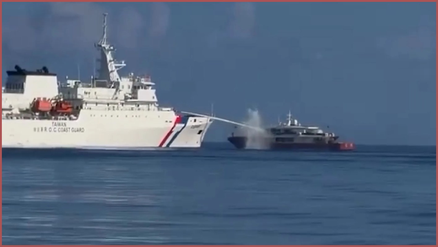 Taiwan usa canhão de água contra barcos chineses em Dongsha