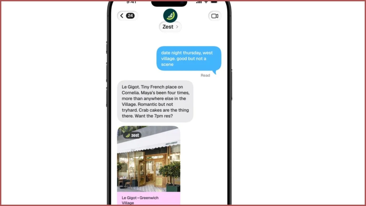 Zest leva recomendações e reservas de restaurantes para mensagens Zest leva recomendações e reservas de restaurantes para mensagens